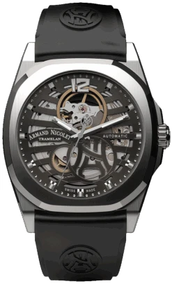 Armand Nicolet Men's Watch J09 Skeleton 41mm Grey Black A660RAA-GR-GG4710N