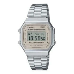 Casio Vintage 37mm Neutral Silver Unisex Digital Watch A168WA-8AYDF
