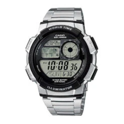 Casio Worldtime 45mm Silver Black Men's Digital Watch AE-1000WD-1AVDF