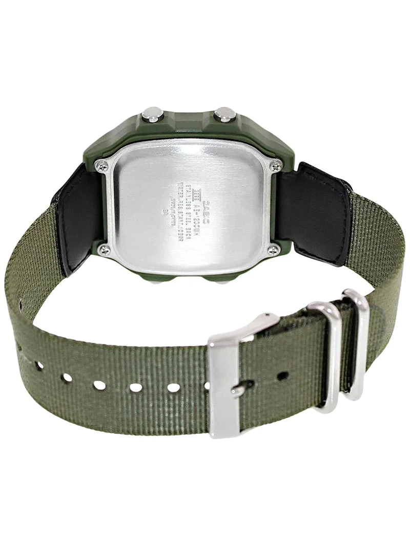 Casio Watch Digital World Time Illuminator Green Nato AE-1200WHB-3BVDF 4 Casio Watch Digital World Time Illuminator Green Nato AE-1200WHB-3BVDF - Image 2
