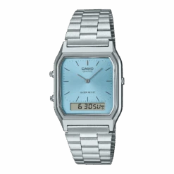 Casio Watch Vintage Retro Dual Time Steel Ice Blue AQ-230A-2A1MQY