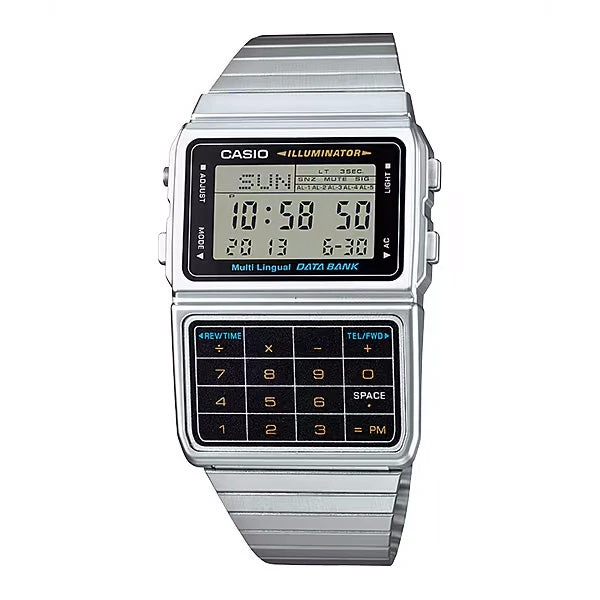 Casio Vintage Databank 47mm Silver Unisex Digital Watch DBC-611-1DF 3 Casio Vintage Databank 47mm Silver Unisex Digital Watch DBC-611-1DF