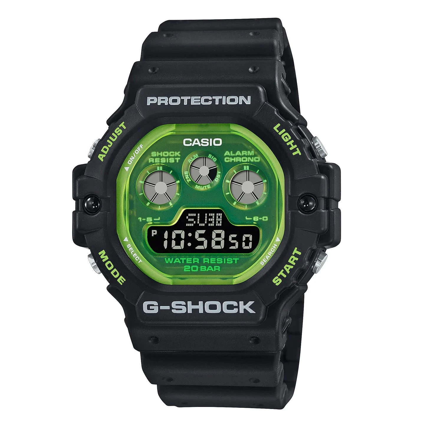 Casio G-Shock Watch Men's Shock Tech Skeleton Black/Green DW-5900TS-1DR 3 Casio G-Shock Watch Men's Shock Tech Skeleton Black/Green DW-5900TS-1DR