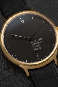 Mondaine Watch Helvetica No1 Light Gold Black MH1.L2221.LB -Clock More Than Watches MONDAINE MH1.L2221.LB 4
