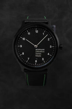 Mondaine Watch Helvetica No1 Black Green MH1.R2221.LB -Clock More Than Watches MONDAINE MH1.R2221.LB 1