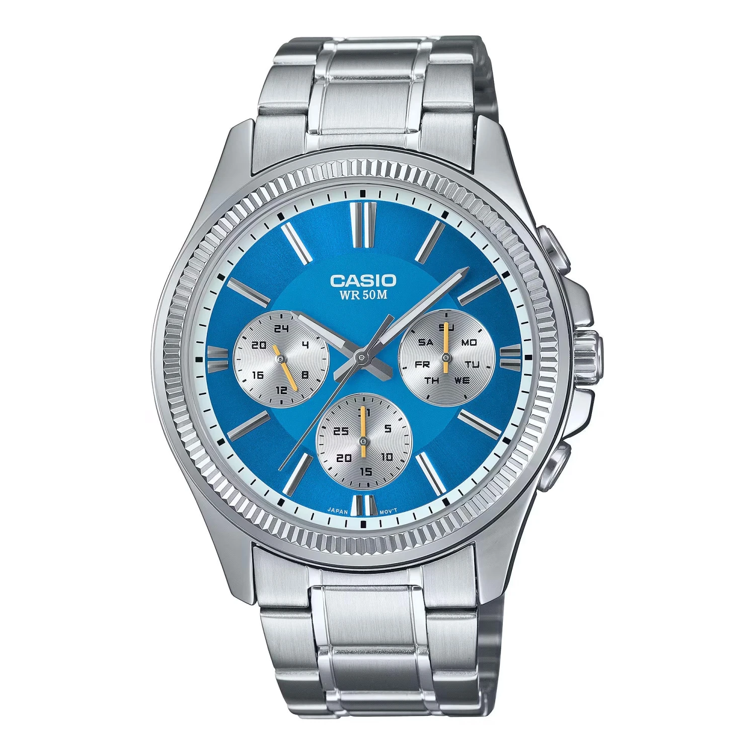 Casio Chrono 42mm Silver Men's Blue Analogue Watch MTP-1375D-2A2VDF 3 Casio Chrono 42mm Silver Men's Blue Analogue Watch MTP-1375D-2A2VDF