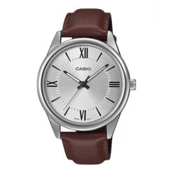 Casio Classic 40mm Silver Men's Brown Leather Analogue Watch MTP-V005L-7B5UDF