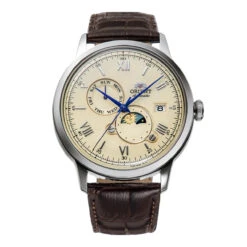 Orient Bambino Men's Ivory Sun & Moon Automatic Watch RA-AK0803Y