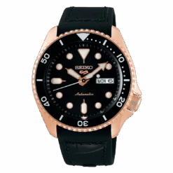 Seiko Men's Watch 5 Sports Black Rose Gold Automatic SRPD76K1
