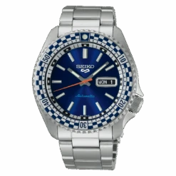 Seiko Men's Watch 5 Sports Petrol Blue Checker Flag Special Edition SRPK65K1