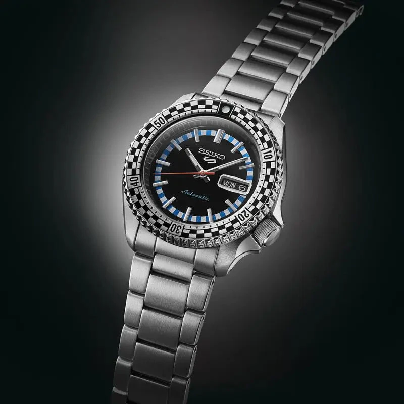 Seiko Men's Watch 5 Sports Black White Checker Flag SRPK67K1 6 Seiko Men's Watch 5 Sports Black White Checker Flag SRPK67K1 - Image 4