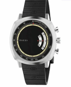 Gucci Watch Grip 40mm Silver Black Rubber YA157301