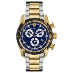 Versace Men's Watch V-Ray 44mm Blue Two-Tone Bracelet VE2I01021
