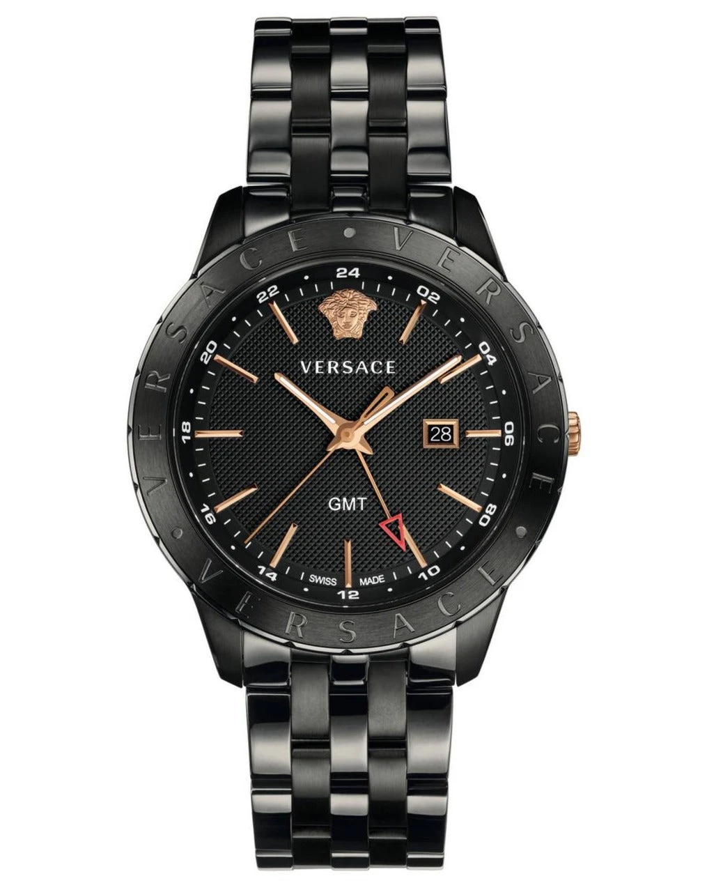 Versace Men's Watch Univers GMT Black Rose Gold Bracelet VEBK00618 3 Versace Men's Watch Univers GMT Black Rose Gold Bracelet VEBK00618