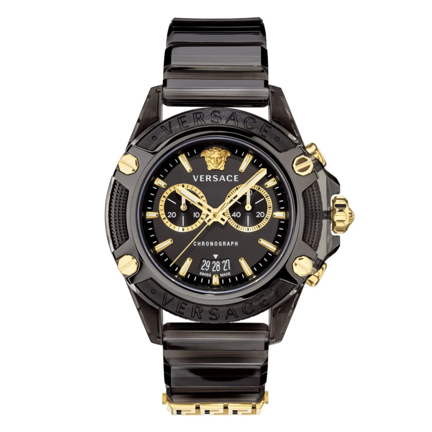 Versace Icon Active Chronograph Men's Black Gold Watch VEZ700421 3 Versace Icon Active Chronograph Men's Black Gold Watch VEZ700421