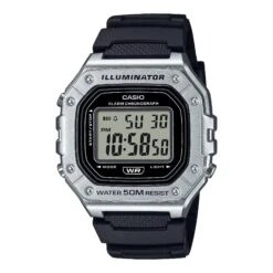Casio Watch Chronograph Digital Black Silver W-218HM-7AV