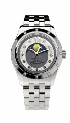 Armand Nicolet Ladies Watch M03 Moonphase 34mm Silver Grey A151RAA-GN-MA150