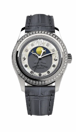 Armand Nicolet Ladies Watch M03 Moonphase 34mm Silver Grey A151TAA-GN-P882GR8