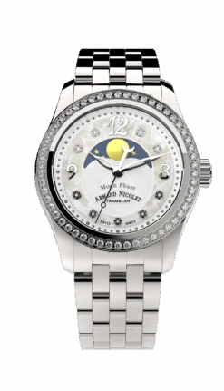Armand Nicolet Ladies Watch M03 Moonphase 34mm Silver White A151TAA-AN-MA150