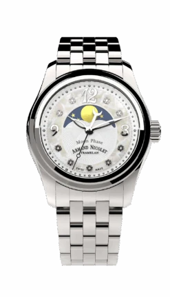 Armand Nicolet Ladies Watch M03 Moonphase 34mm Silver White A151QAA-AN-MA150