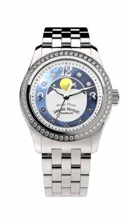 Armand Nicolet Ladies Watch M03 Moonphase 34mm Silver Blue A151TAA-AK-MA150