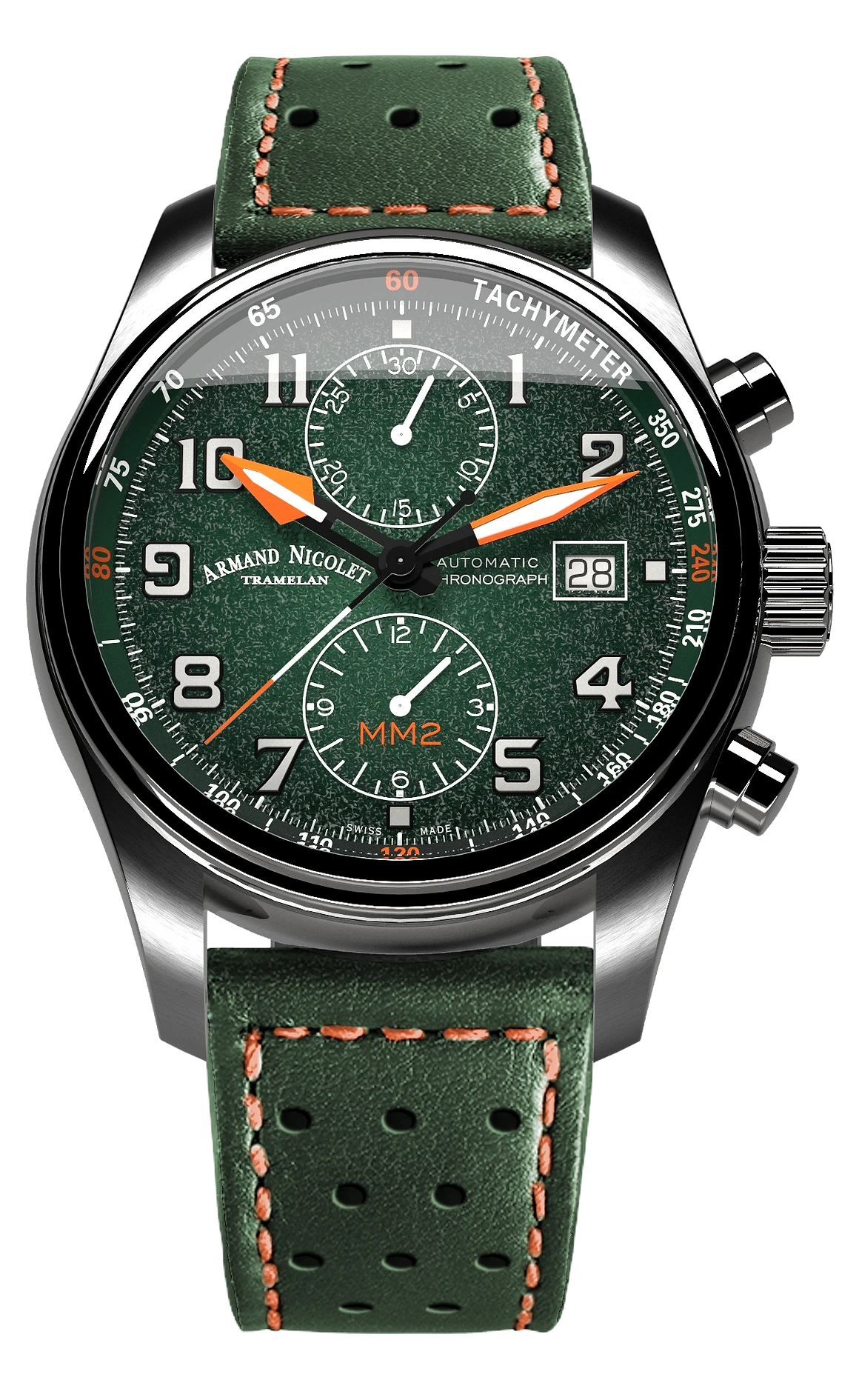 Armand Nicolet Men's Watch MM2 Chronograph 43mm Green A647P-NV-BP22641VAO 3 Armand Nicolet Men's Watch MM2 Chronograph 43mm Green A647P-NV-BP22641VAO