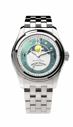 Armand Nicolet Ladies Watch M03 Moonphase 34mm Silver Green A151QAA-AV-MA150
