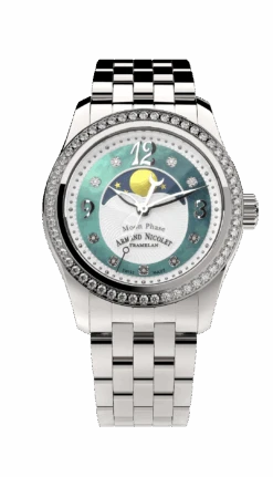 Armand Nicolet Ladies Watch M03 Moonphase 34mm Silver Green A151TAA-AV-MA150
