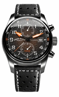 Armand Nicolet Men's Watch MM2 Chronograph 43mm Black A647P-KN-BP22641NAC
