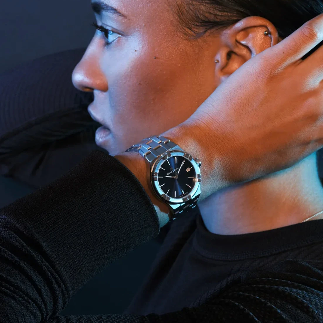 Maurice Lacroix Men's Black Aikon Quartz Watch AI1108-SS002-330-1 5 Maurice Lacroix Men's Black Aikon Quartz Watch AI1108-SS002-330-1 - Image 3