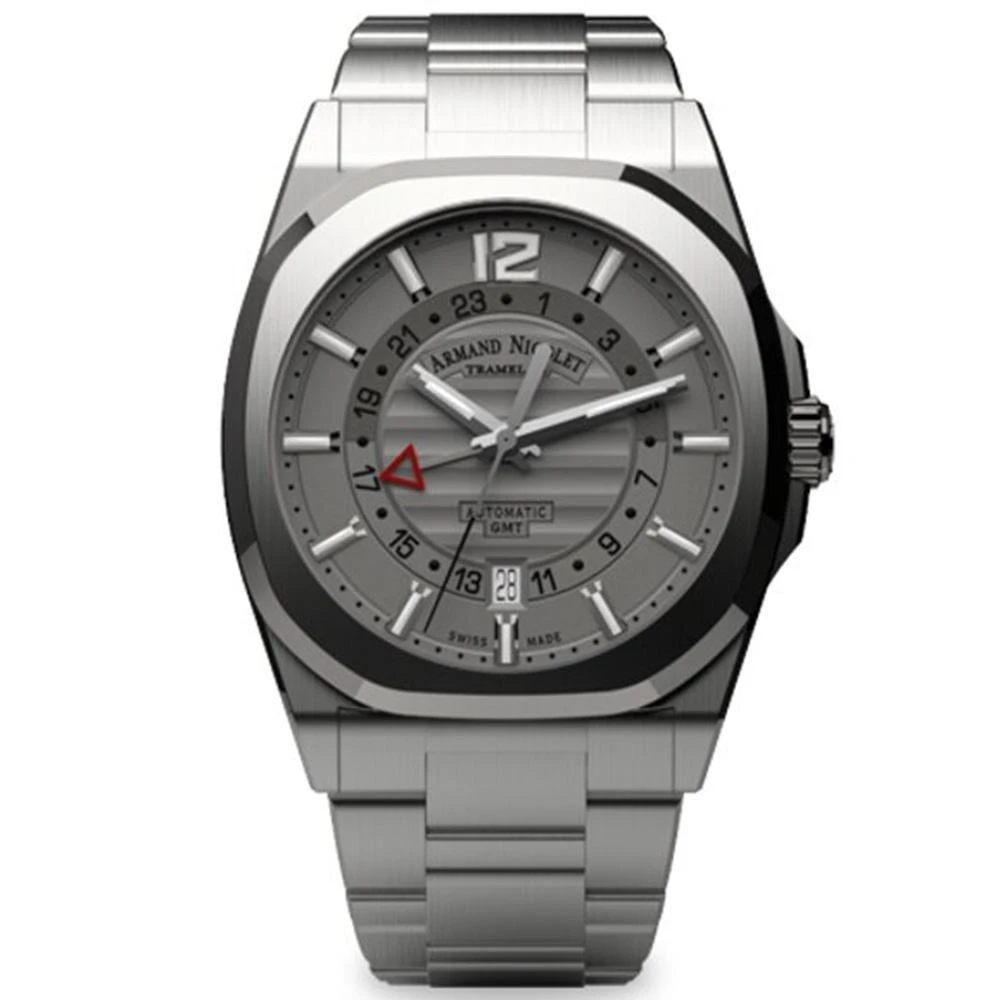 Armand Nicolet Men's GMT Watch J09-3 Grey Stainless Steel A663AAA-GR-MA4660A 3 Armand Nicolet Men's GMT Watch J09-3 Grey Stainless Steel A663AAA-GR-MA4660A