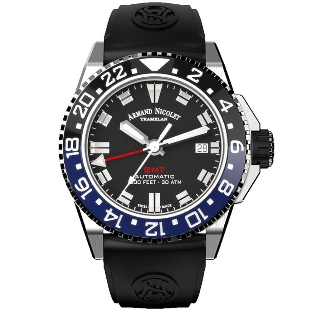 Armand Nicolet JS9-41 GMT Black 41MM Stainless Steel 3 Armand Nicolet JS9-41 GMT Black 41MM Stainless Steel