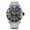 Armand Nicolet JS9-44 GMT Black Stainless Steel Red And Blue Bezel -Clock More Than Watches armand nicolet js9 44 gmt black stainless steel red and blue bezel 412408