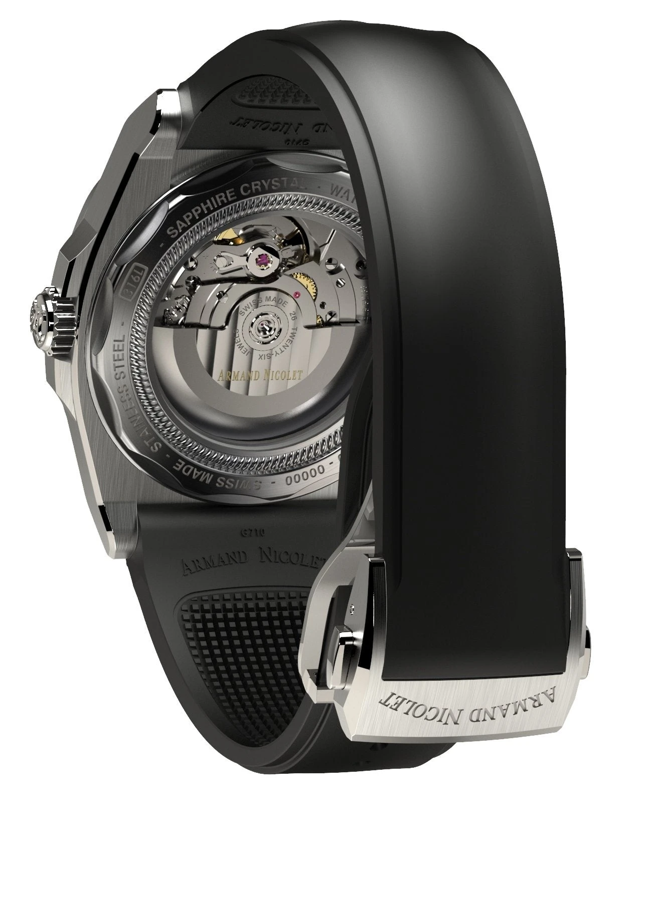 Armand Nicolet Men's Watch J09-3 Silver Rubber A660AAA-AG-GG4710N 4 Armand Nicolet Men's Watch J09-3 Silver Rubber A660AAA-AG-GG4710N - Image 2