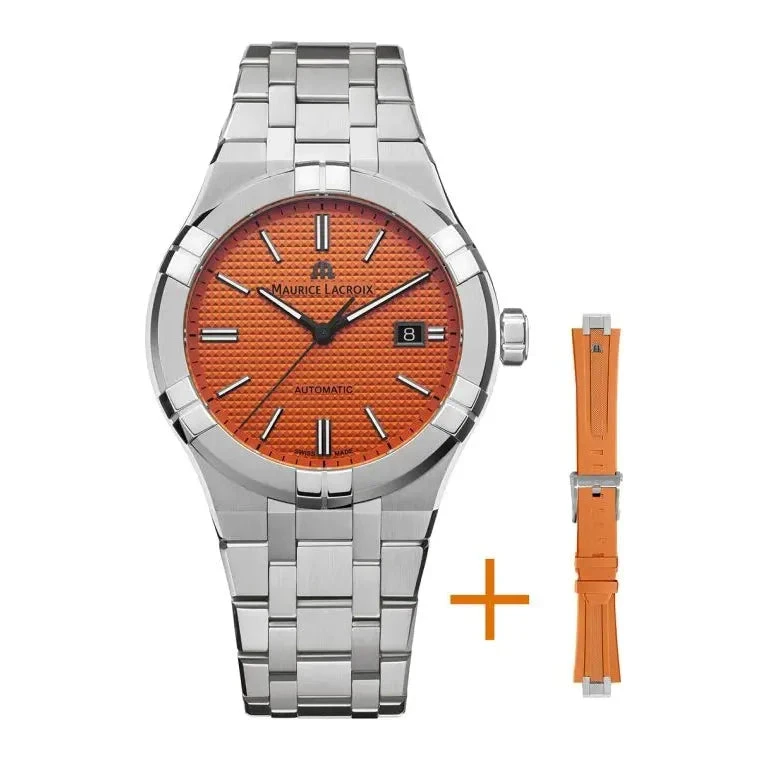 Maurice Lacroix Aikon Automatic Limited Summer Edition 42mm Men's Orange Watch AI6008-SS00F-530-E 4 Maurice Lacroix Aikon Automatic Limited Summer Edition 42mm Men's Orange Watch AI6008-SS00F-530-E - Image 2