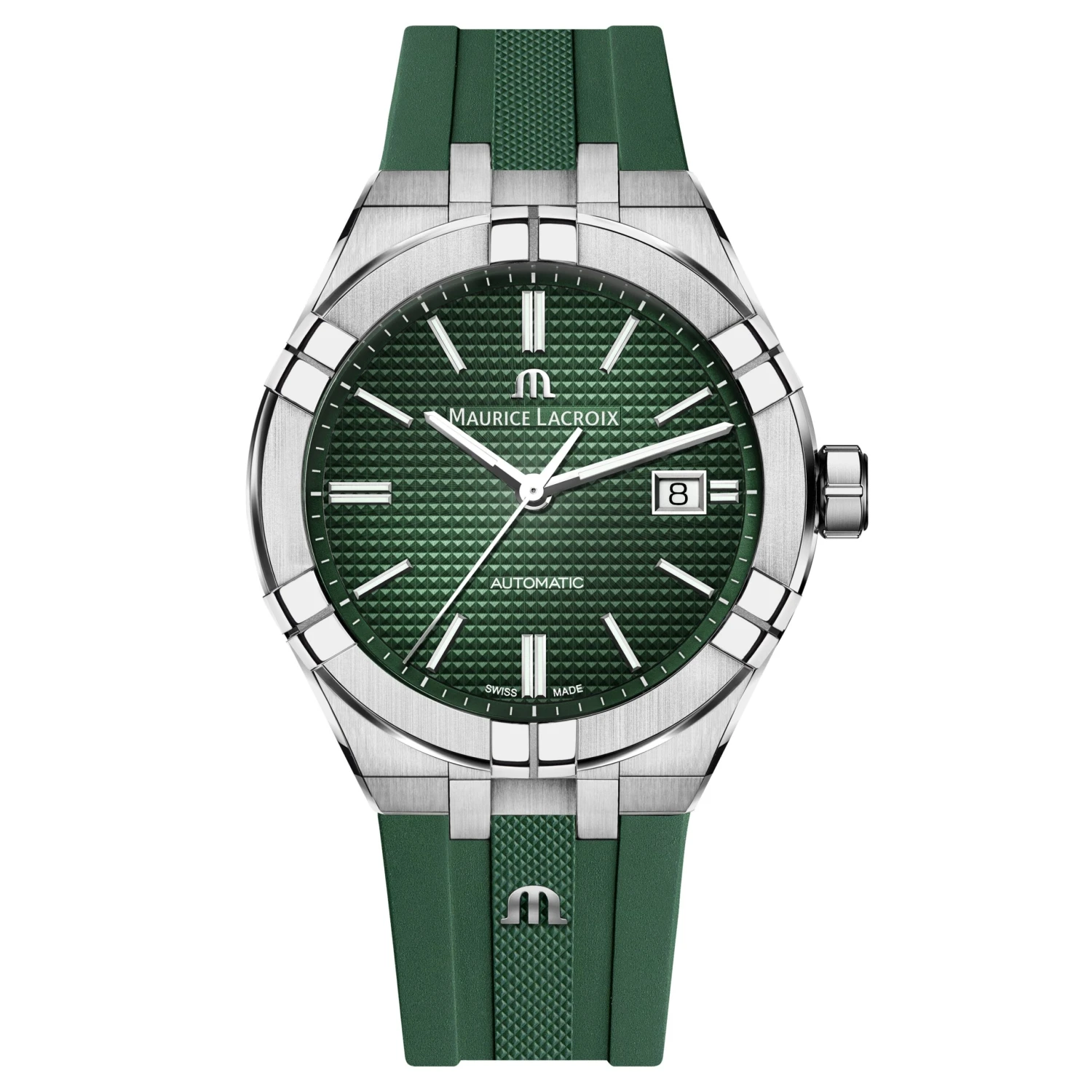 Maurice Lacroix Men's Green Aikon Automatic Rubber Watch AI6008-SS000-630-5 3 Maurice Lacroix Men's Green Aikon Automatic Rubber Watch AI6008-SS000-630-5