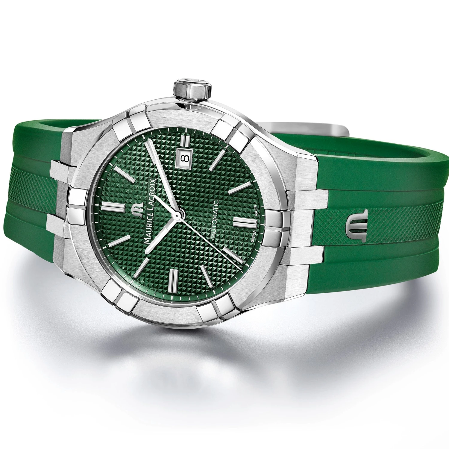 Maurice Lacroix Men's Green Aikon Automatic Rubber Watch AI6008-SS000-630-5 4 Maurice Lacroix Men's Green Aikon Automatic Rubber Watch AI6008-SS000-630-5 - Image 2