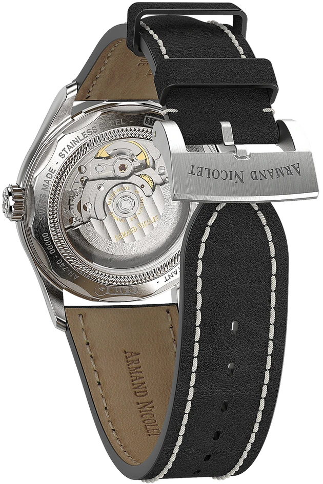 Armand Nicolet Men's Watch M02 Moonphase 41mm Black A740L-NR-P140NR2 4 Armand Nicolet Men's Watch M02 Moonphase 41mm Black A740L-NR-P140NR2 - Image 2