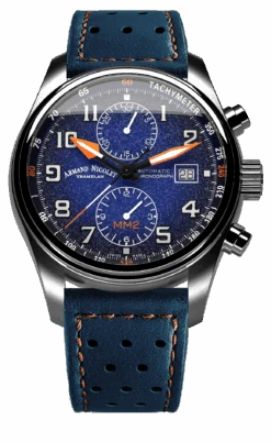 Armand Nicolet Men's Watch MM2 Chronograph 43mm Blue A647P-BN-BP22641BAO