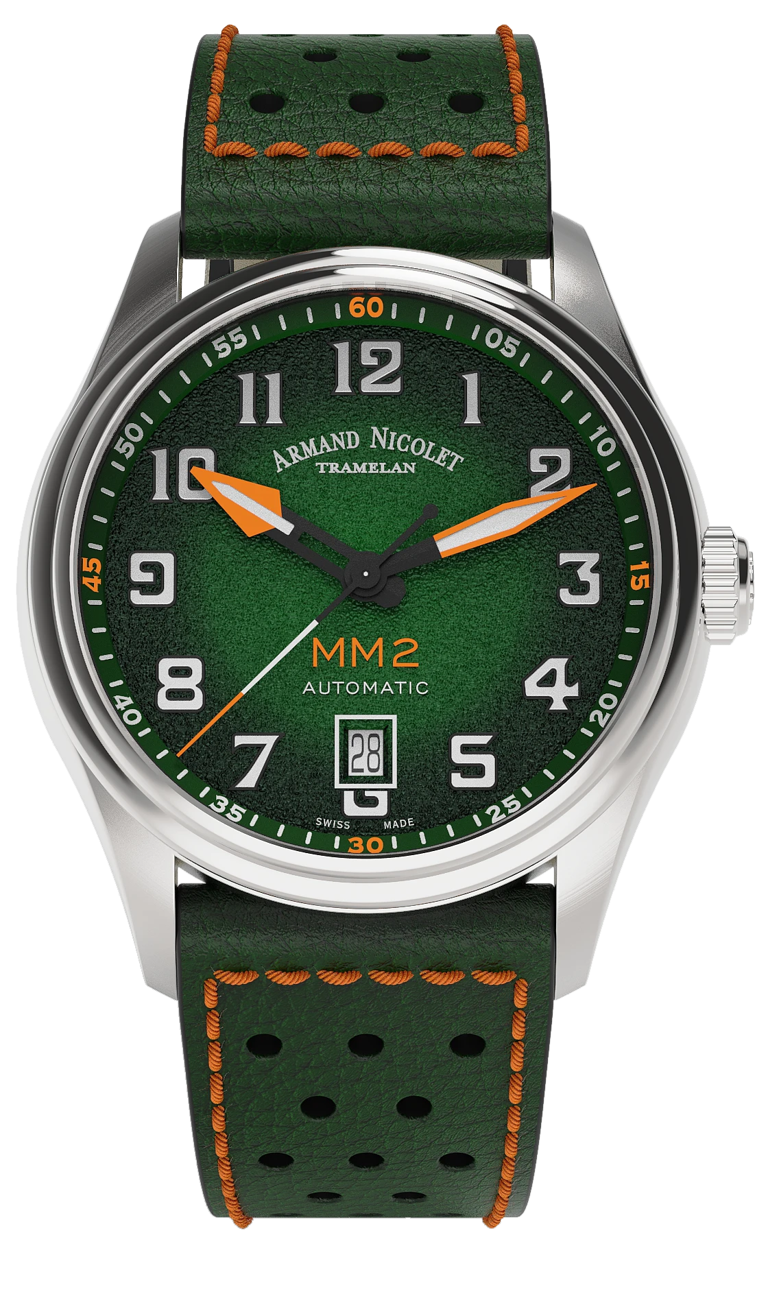 Armand Nicolet Men's Watch MM2 Date 41mm Green A740P-NV-BP22641VAO 3 Armand Nicolet Men's Watch MM2 Date 41mm Green A740P-NV-BP22641VAO
