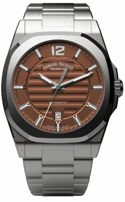 Armand Nicolet Men's Watch J09 Date 41mm Brown A660AAA-MR-MA4660AA
