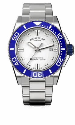 Armand Nicolet Men's Watch JS9 Date 44mm Blue Silver A480AGU-AG-MA4480AA