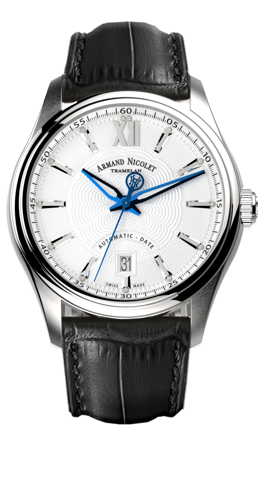 Armand Nicolet Men's Watch M02 Date 41mm Black Silver A740A-AG-BP22740NAN 3 Armand Nicolet Men's Watch M02 Date 41mm Black Silver A740A-AG-BP22740NAN