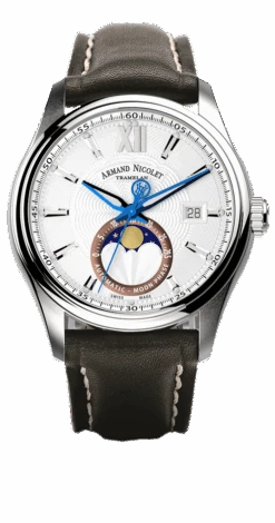 Armand Nicolet Men's Watch M02 Moonphase 41mm Black Silver A740L-AG-P140NR2