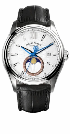 Armand Nicolet Men's Watch M02 Moonphase 41mm Black Silver A740L-AG-BP22740NAN