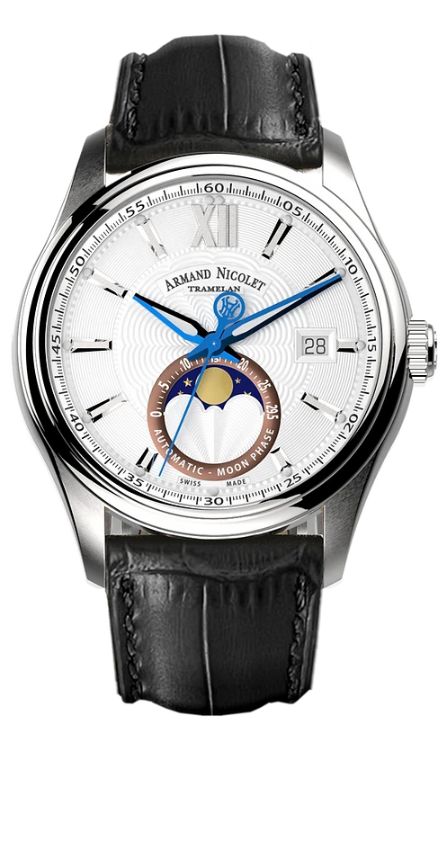 Armand Nicolet Men's Watch M02 Moonphase 41mm Black Silver A740L-AG-BP22740NAN 3 Armand Nicolet Men's Watch M02 Moonphase 41mm Black Silver A740L-AG-BP22740NAN