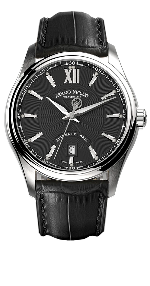 Armand Nicolet Men's Watch M02 Date 41mm Black A740A-NR-BP22740NAN 3 Armand Nicolet Men's Watch M02 Date 41mm Black A740A-NR-BP22740NAN