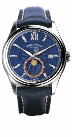 Armand Nicolet Men's Watch M02 Moonphase 41mm Blue A740L-BU-P140BU2