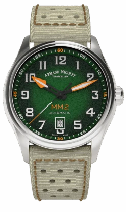 Armand Nicolet Men's Watch MM2 Date 41mm Green A740P-NV-P0640KM8