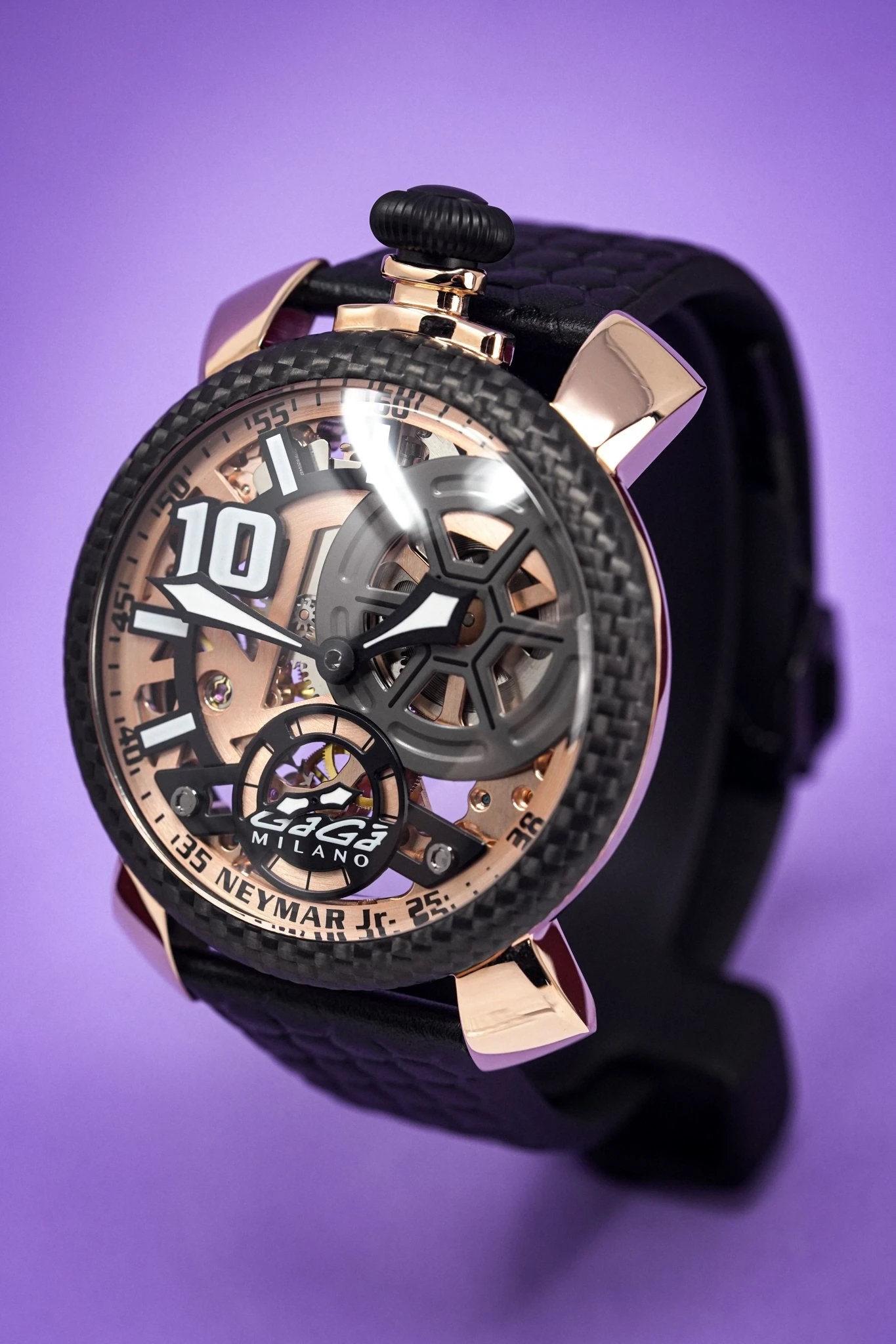 Gaga Milano Watch Neymar Jr. Skeleton Rose Gold Carbon Limited Edition 14 Gaga Milano Watch Neymar Jr. Skeleton Rose Gold Carbon Limited Edition - Image 12